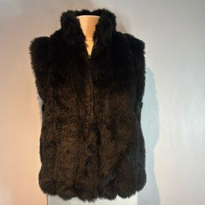 Faux fur black reversible zip up fashion vest unbranded size medium
